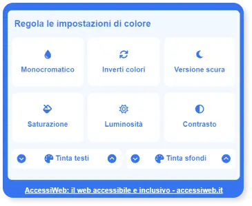 Widget AccessiWeb: impostazioni di accessibilità